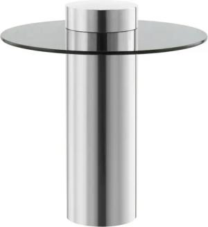 Kayoom Beistelltisch Ontario 125, Runde Glasplatte aus Sicherheitsglas, 100% Edelstahl (1-St), Minimalistisches Design, Säulengestell, pflegeleicht