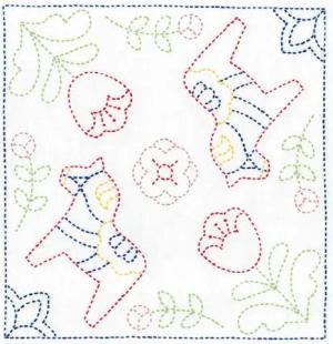 Olympus Thread Kreativset Olympus Sashiko Stickpackung "Hana Fukin Nordic Designs Donara House", (embroidery kit by Marussia)