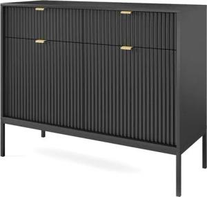 Lomadox Kommode NEWCASTLE-160, 104cm breit, schwarz, Fußgestell schwarz, Griffe goldfarben