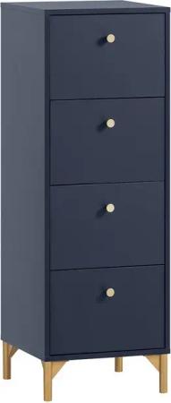 Lomadox Kommode ALBENGA-80, Schubladenkommode, blau mit goldenen Griffen und Füßen