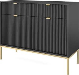 Lomadox Kommode NEWCASTLE-160, 104cm breit, schwarz, Fußgestell goldfarben, Griffe goldfarben