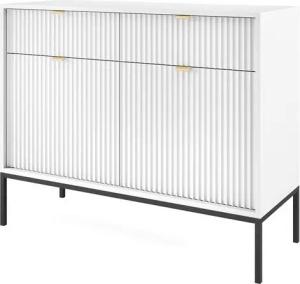 Lomadox Kommode NEWCASTLE-160, 104cm breit, weiß, Fußgestell schwarz, Griffe goldfarben
