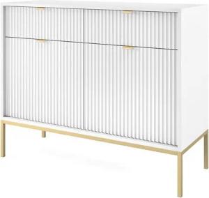 Lomadox Kommode NEWCASTLE-160, 104cm breit, weiß, Fußgestell goldfarben, Griffe goldfarben