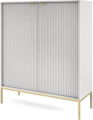 Lomadox Highboard NEWCASTLE-160, Kommode, grau, Fußgestell goldfarben, Griffe goldfarben
