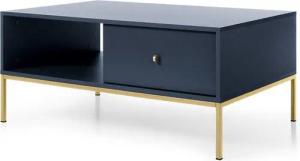 Lomadox Couchtisch MALAGA-160, in marineblau, Fußgestell goldfarben, goldene Griffe
