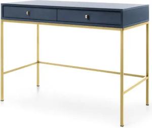 Lomadox Sekretär MALAGA-160, Sekretär in marineblau, Fußgestell goldfarben, goldene Griffe