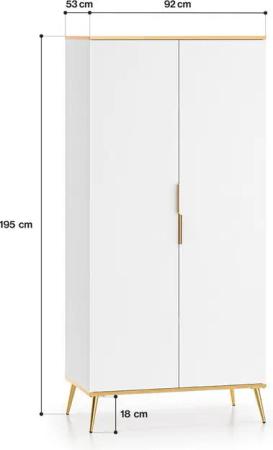 Lomadox Schlafzimmer-Set VLORA-131, (Spar-Set, 3-tlg., Kleiderschrank Schminktisch Kommode), Kleiderschrank Schminktisch Kommode, weiß mit goldfarbigen Details