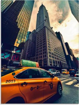 Artland Glasbild "Taxi in New York", Gebäude, (1 St.), in verschiedenen Größen