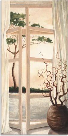 Artland Wandbild "Fensterbild Toskanischer Sonnenuntergang", Fensterblick, (1 St.), als Alubild, Outdoorbild, Leinwandbild, Poster, Wandaufkleber