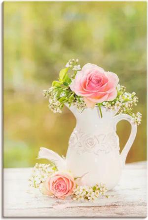 Artland Wandbild "Vintage Rosen in Vase", Blumen, (1 St.), als Alubild, Outdoorbild, Leinwandbild, Poster in verschied. Größen