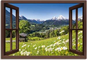 Artland Wandbild "Fensterblick Bayerischen Alpen", Berge, (1 St.), als Alubild, Outdoorbild, Leinwandbild, Poster, Wandaufkleber