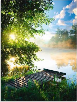 Artland Wandbild "Angelsteg am Morgen", Gewässer, (1 St.), als Alubild, Outdoorbild, Leinwandbild, Poster, Wandaufkleber