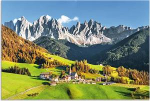 Artland Wandbild "Alpen Berge Santa Maddalena", Berge & Alpenbilder, (1 St.), als Alubild, Outdoorbild, Leinwandbild, Poster in verschied. Größen