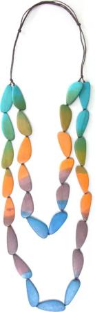COLLEZIONE ALESSANDRO Lange Kette "Celine", Holzscheiben