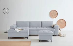 OTTO products Ecksofa "Grazzo L-Form", hochwertige Stoffe aus recyceltem Material, Steppung im Sitzbereich