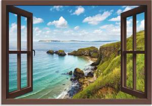 Artland Wandbild "Küstenweg in Nordirland durchs Fenster", Meer Bilder, (1 St.), als Alubild, Outdoorbild, Leinwandbild, Wandaufkleber, versch. Größen