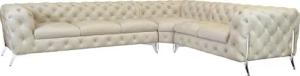 Leonique Chesterfield-Sofa "Amaury L-Form", großes Ecksofa, Chesterfield-Optik, Breite 323 cm, Fußfarbe wählbar