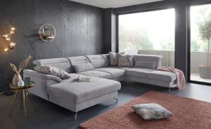 sit&more Wohnlandschaft "Percy U-Form", 12 cm Fußhöhe, Sitztiefenverstellung, wahlweise in 2 Fußfarben