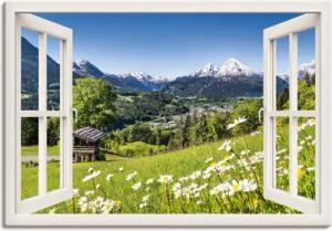 Artland Wandbild "Fensterblick Bayerischen Alpen", Berge, (1 St.), als Alubild, Leinwandbild, Wandaufkleber oder Poster in versch. Größen