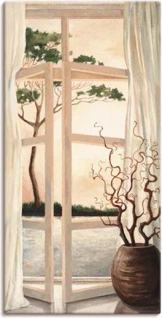 Artland Wandbild "Fensterbild Toskanischer Sonnenuntergang", Fensterblick, (1 St.), als Alubild, Outdoorbild, Leinwandbild, Poster, Wandaufkleber