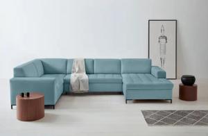 OTTO products Wohnlandschaft "Grazzo U-Form", hochwertige Stoffe aus recyceltem Material, Steppung im Sitzbereich