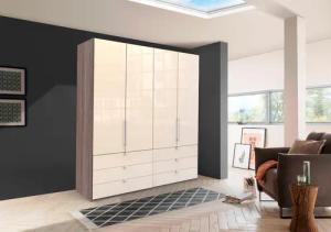 WIEMANN Falttürenschrank "Loft, in stilvoller Optik, Made in Germany", widerstandsfähige Glasfronten, geräuscharme Türen, mit Panoramaöffnung