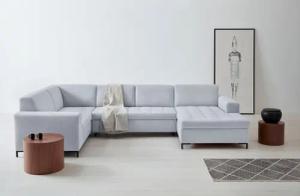 OTTO products Wohnlandschaft "Grazzo U-Form", hochwertige Stoffe aus recyceltem Material, Steppung im Sitzbereich