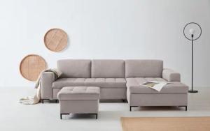 OTTO products Ecksofa "Grazzo L-Form", hochwertige Stoffe aus recyceltem Material, Steppung im Sitzbereich
