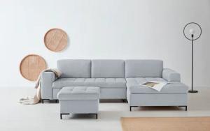 OTTO products Ecksofa "Grazzo L-Form", hochwertige Stoffe aus recyceltem Material, Steppung im Sitzbereich