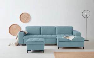 OTTO products Ecksofa "Grazzo L-Form", hochwertige Stoffe aus recyceltem Material, Steppung im Sitzbereich