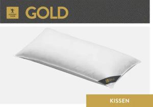 SPESSARTTRAUM Gänsefederkopfkissen "Gold", Füllung: 70% Gänsefedern, 30% Gänsedaunen, Bezug: 100% Baumwolle, (1 St.), hergestellt in Deutschland, allergikerfreundlich