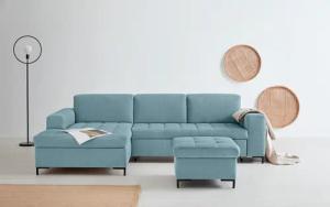OTTO products Ecksofa "Grazzo L-Form", hochwertige Stoffe aus recyceltem Material, Steppung im Sitzbereich