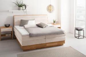 OTTO products Boxspringbett "Jenna", ohne LED-Beleuchtung, mit zertifizierten, recycelten Bezugsstoffen