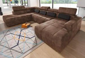 DOMO collection Wohnlandschaft Brandon viele Bezugsarten, incl. Nierenkissen, mit Kopfteilverstellung, wahlweise Sitztiefenverstellung