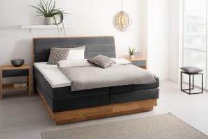 OTTO products Boxspringbett "Jenna", ohne LED-Beleuchtung, mit zertifizierten, recycelten Bezugsstoffen