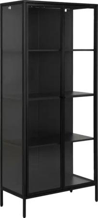 ACTONA GROUP Vitrine "New York", schwarzes Metall, mit Glastüren und 4 Fächern, Höhe 180cm