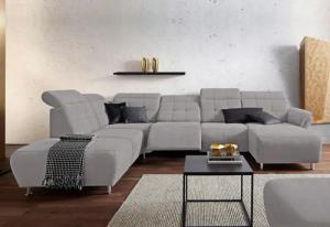 Places of Style Wohnlandschaft "Manhattan U-Form", 2 Sitze mit elektrischer Relaxfunktion, verstellbare Armlehnen