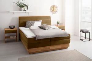 OTTO products Boxspringbett "Jenna", ohne LED-Beleuchtung, mit zertifizierten, recycelten Bezugsstoffen