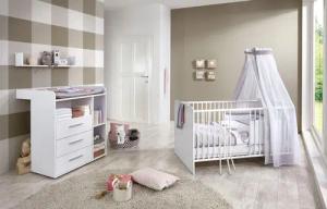 BMG Möbel Babymöbel-Set "Luis", (Set, 3 tlg., Bett + Wickelkommode + Wandboard), Bett + Wickelkommode + Wandboard