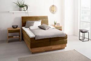 OTTO products Boxspringbett "Jenna", ohne LED-Beleuchtung, mit zertifizierten, recycelten Bezugsstoffen
