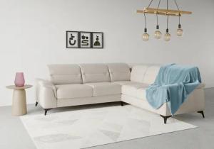 sit&more Ecksofa "Sinatra L-Form", optinal mit Kopfteilverstellung und Armteilfunktion, Metallfüße