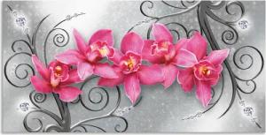 Artland Wandbild "rosa Orchideen auf Ornamenten", Blumenbilder, (1 St.), als Alubild, Outdoorbild, Leinwandbild, Poster, Wandaufkleber