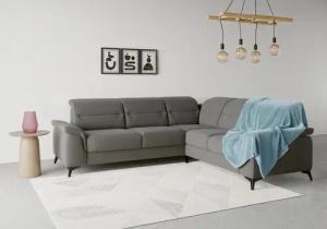 sit&more Ecksofa "Sinatra L-Form", optinal mit Kopfteilverstellung und Armteilfunktion, Metallfüße