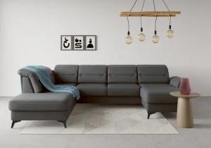 sit&more Wohnlandschaft "Sinatra U-Form", optional mit Kopfteilverstellung und Armteilfunktion, Metallfüße