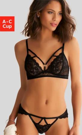 petite fleur gold Set: Bralette-BH, (Set, 2 tlg., mit Tanga), aus floraler, leicht transparenter Spitze, sexy Dessous, Reizwäsche