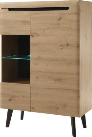 INOSIGN Vitrine "Torge, Hochschrank, Glasvitrine, Standvitrine, Vitrinenschrank", (1 St.), in drei verschiedenen Farben verfügbar, Glastür & -boden, 90 cm breit