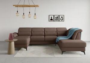 sit&more Wohnlandschaft "Sinatra U-Form", optional mit Kopfteilverstellung und Armteilfunktion, Metallfüße