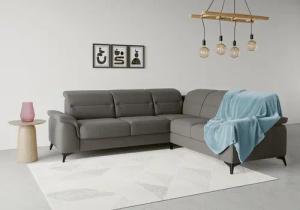 sit&more Ecksofa "Sinatra L-Form", optinal mit Kopfteilverstellung und Armteilfunktion, Metallfüße