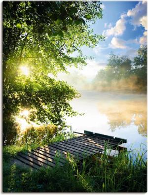 Artland Wandbild "Angelsteg am Morgen", Gewässer, (1 St.), als Alubild, Outdoorbild, Leinwandbild, Poster, Wandaufkleber