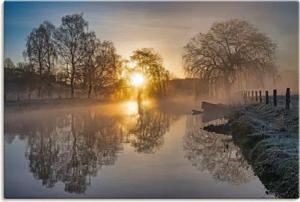 Artland Wandbild "Mystischer Morgen an der Trave", Bilder vom Sonnenuntergang & -aufgang (1 Stück), in vielen Größen & Produktarten - Alubild/Outdoorbild, Leinwandbild, Poster, Wandaufkleber/Wandtattoo auch für Badezimmer geeignet
